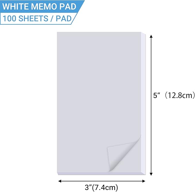 20 Pack Note Pads Memo Pads 3"x 5"- 100 Sheets Each Paper Notepads- Small Memo Scratch Pad Writing pads To Do Grocery List