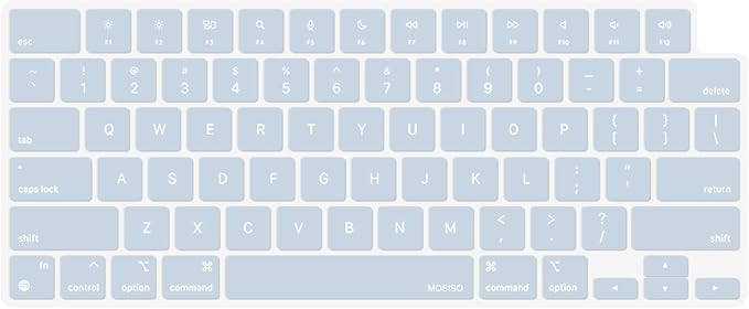 MOSISO Keyboard Cover Skin Compatible with MacBook Air 15 inch M3 A3114 M2 A2941/Air 13.6 A3113 A2681/Pro 14/16 M4 M3 M2 M1, Baby Blue