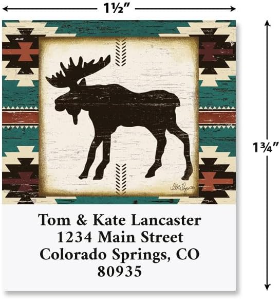Rustic Lodge Personalized Address Labels - Set of 144 (4 Designs), Self-Adhesive, Large Flat-Sheet Select Labels, by Colorful Images