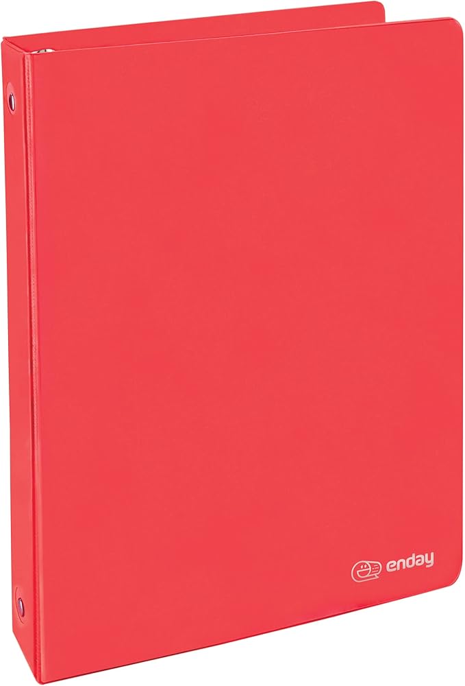 1 Inch 3 Ring Binder 1” Binder Red Clear View Cover with 2 Inside Pockets, Colored School Supplies Office and Home Binders – by Enday