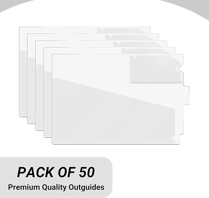 Doctor Stuff - Center Tab Vinyl Outguides, Diagonal Cut Front Pocket, Top Charge Out Slip Pocket, Plastic File Folder, Letter Size 9" x 13-1/4", Frosty Clear, 50/Box