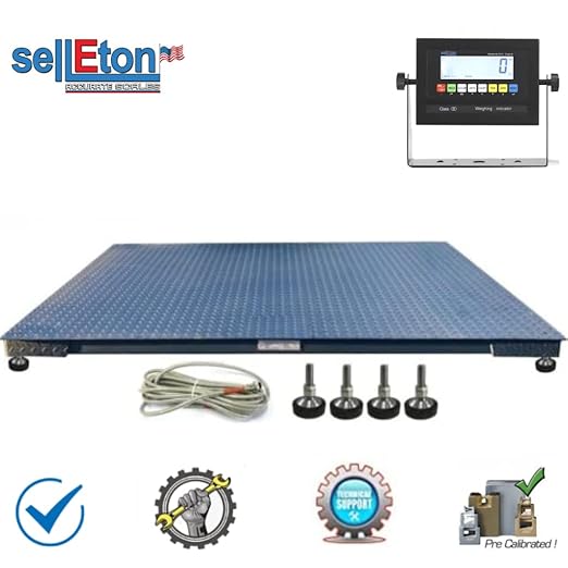SellEton SL-5x7-2.5K-NN 60" x 84" Heavy-Duty, Industrial Floor Scale, Metal Indicator | 2,500 lbs x 0.5 lb