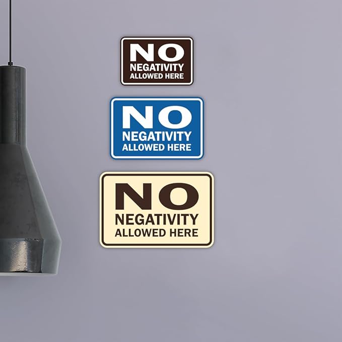 Signs ByLITA Classic Framed No Negativity Allowed Here Sign (Brushed Silver) - Medium 10 Pack