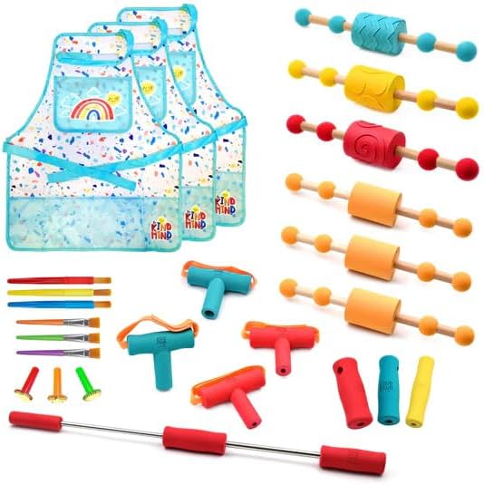 The Kind Mind Company™ Adaptive Art Class Bundle – Complete Set with Foam Grips, Brushes, Rollers, Smocks & Tool Holder – Inclusive Art Supplies for Kids & Adults with Mobility Challenges