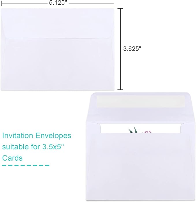 90 Packs A1 Envelopes, 3.5x5" Envelopes White, Small Envelopes RSVP Envelopes, Envelopes Self Seal for Weddings, Photos, Postcards, Greeting Cards, Mailing