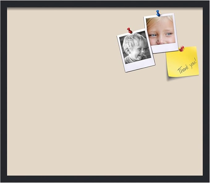 PinPix 28x24 Inch Cork Bulletin Board. This Decorative Framed Pin Board Comes with Desert Pastel Design and a Satin Black Frame. Ideal for Home Office Decor or Message Board (PinPix-1815)