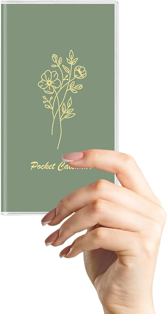 Pocket Calendar 2026-2027, Pocket Planner 2026-3.7" x 6.7" - Runs from July 2025 Until December 2027, Monthly Planner 2025-2027 with PVC Cover for Planning, Green