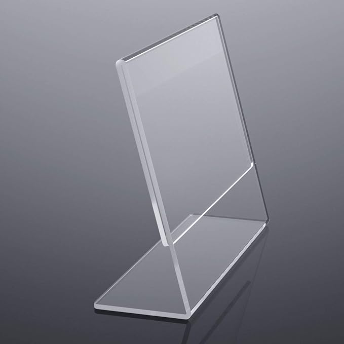NIUBEE Acrylic Sign Holder 8.5x11 Inches 6 Pack Horizontal, Slant Back Clear Frames, Plastic Paper Flyer Display Holder, Document Menu Table Stand for Office, Store, Restaurant -Landscape