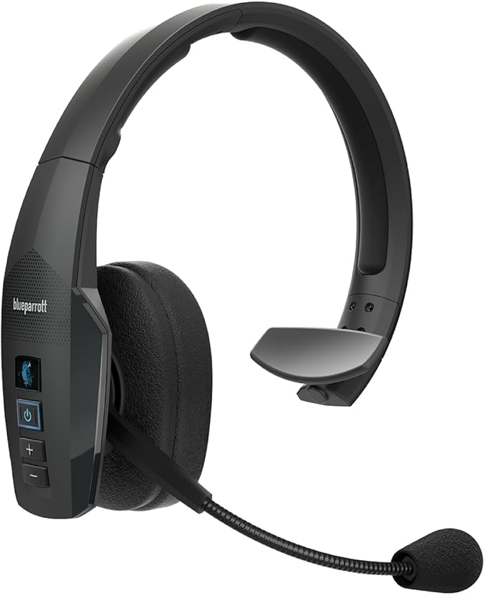 BlueParrott B450-XT Mono Bluetooth Wireless Headphones 96% Noise Canceling Over Head Trucker Headset with Mic, All Day Comfort Padded Headband, 300 ft. Wireless Range, 24 hrs. Talk Time, Black