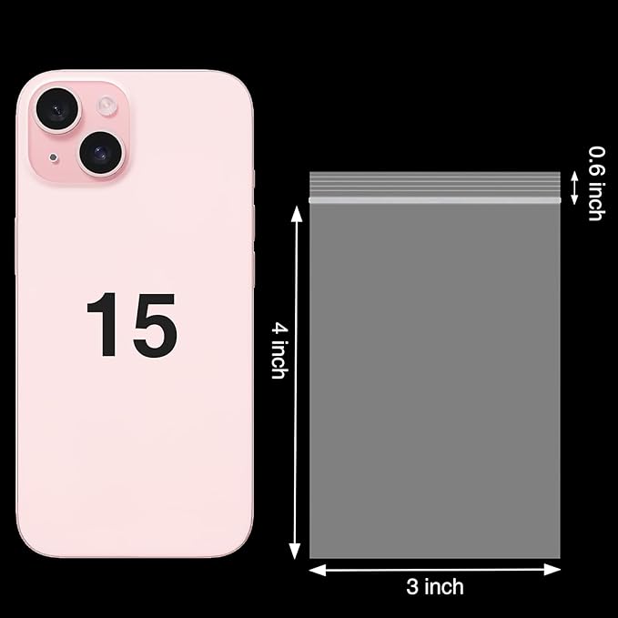 400pcs Plastic Bags, 3 x 4 inch 2 mil Jewelry Bags, Clear Small Zip Bag, Resealable Zip Bag for Small Business, Storage, Candy