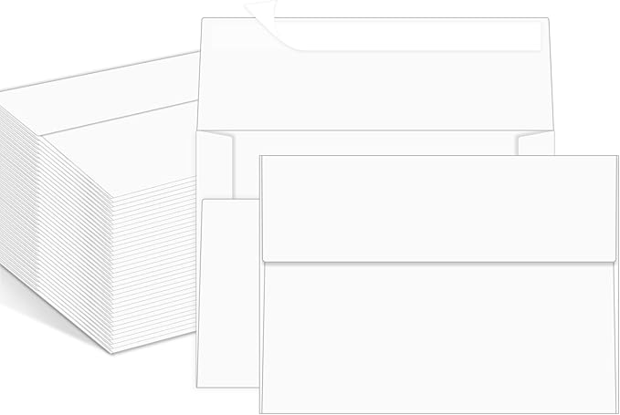 100 Packs 5x7 envelopes, A7 White Envelopes for Invitations Self Seal Printable for Greeting Cards, Weddings, Invitations, Photos, Postcards, Mailing (White)