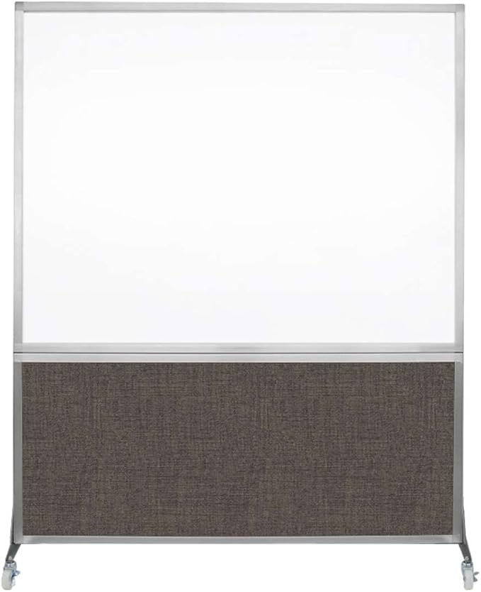 DivideWrite Mobile Whiteboard | Double Sided Dry Erase Board | Portable Office Cubicle Partition | Display for Classrooms, Conference Rooms, Meeting Areas and More | Mocha Fabric 5' Wide x 6' Tall