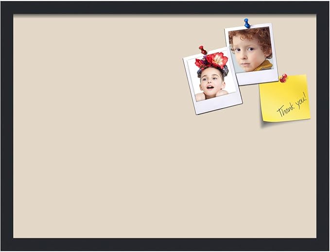 PinPix 23x17 Inch Cork Bulletin Board. This Decorative Framed Pin Board Comes with Desert Pastel Design and a Satin Black Frame. Ideal for Home Office Decor or Message Board (PinPix-1815)