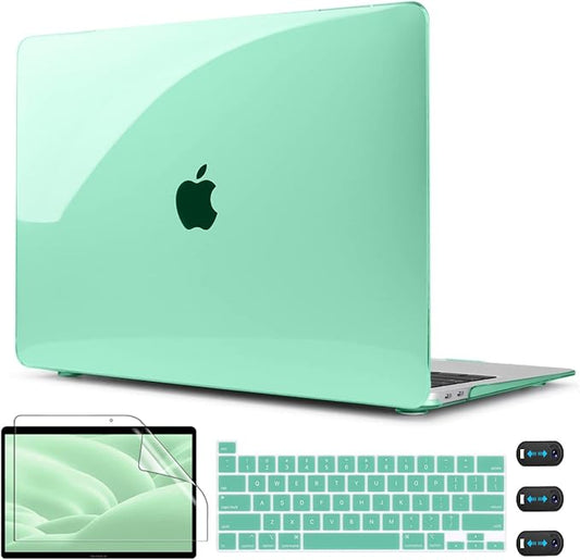 CISSOOK for MacBook Pro 13 Inch Case 2023 2022-2020 Release, Green Hard Shell Case with Keyboard Cover +Screen Protector for MacBook Pro 13 A2338 M2 M1 A2251 A2289 Model with Touch Bar -Clear Green