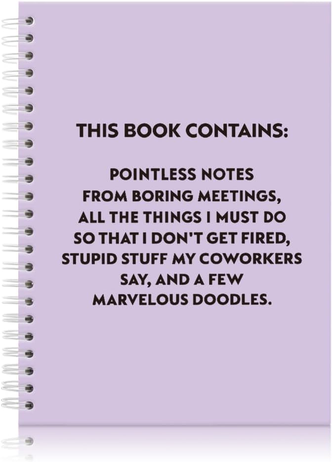 Pointless Notes from Boring Meetings Funny Purple Golden Spiral Notebook, Humorous Office Gifts, Gag Gifts for Coworkers, Funny Office Sarcastic Gifts for Coworkers,Team Members, Employees