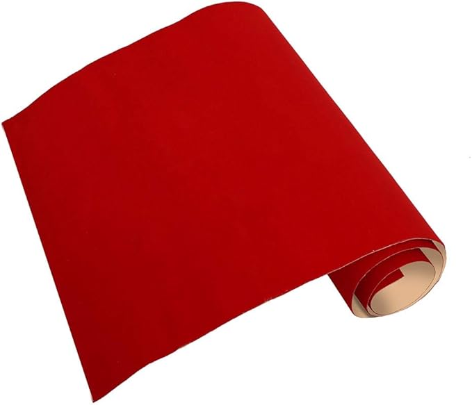 2PCS Self Adhesive Sheets, DIY Peel & Stick Felt for Drawer & Jewelry Box Liner, Solid Color Felt Wallpaper (14.6" x 39.4", Red)