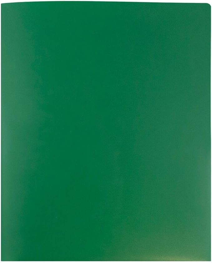 JAM PAPER Heavy Duty Plastic 2 Pocket Extra Tough School Folders - Green - Bulk 48/Pack
