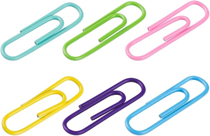 JAM PAPER Colorful Standard Paper Clips - Regular 1 Inch Paperclips - Spring Assortment - 6 Packs of 100