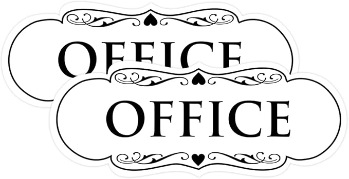 All Quality Designer Office Sign | Easy Installation - White - Medium (2 Pack)