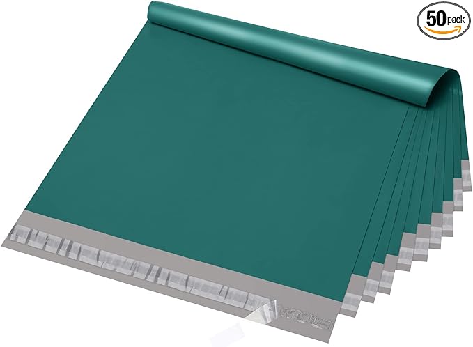 Fuxury Large Poly Mailers 19x24 Inch 50 Pcs, Waterproof Shipping Bags for Clothing, Strong Adhesive Shipping Envelopes for Small Business, Self Seal Mailers Poly Bags Mailing Bags Forest Green