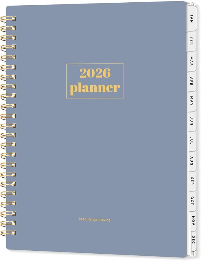 SUNEE Planner 2026 Weekly and Monthly, January 2026-December 2026, 6.4"x8.3", Tabs, Note Pages,Spiral Binding, Blue