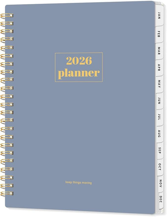 SUNEE Planner 2026 Weekly and Monthly, January 2026-December 2026, 6.4"x8.3", Tabs, Note Pages,Spiral Binding, Blue