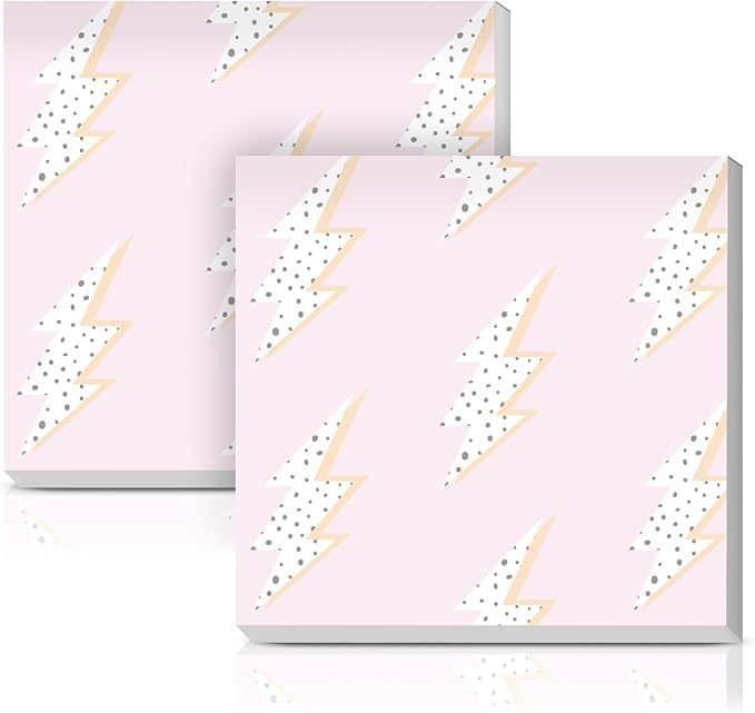Sticky Notes 3x3 Inches, 2 Pads Cute Colorful Self-Stick Note Pads, Easy to Post for Home, Office and Daily Life Organization Cute Pink Bolt