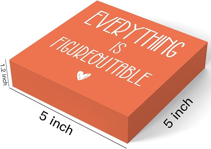 Inspirational Desk Decor, Everything Is Figureoutable Sign, Home Office Desk Cubicle Shelf Decor Decorations Gift for Coworker, Inspirational Gifts for Women Men 5 X 5 Inch