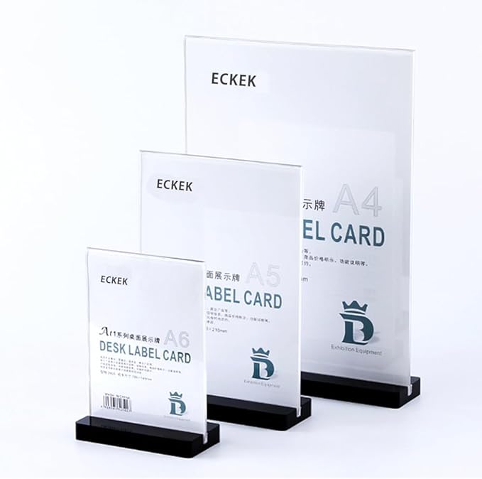 2 Pack Acrylic Sign Holder Menu Displays Double Sided Sign Stand A4/A5/A6 Clear (Transparent Vertical A4 210×297mm/8.27×11.69 inches)