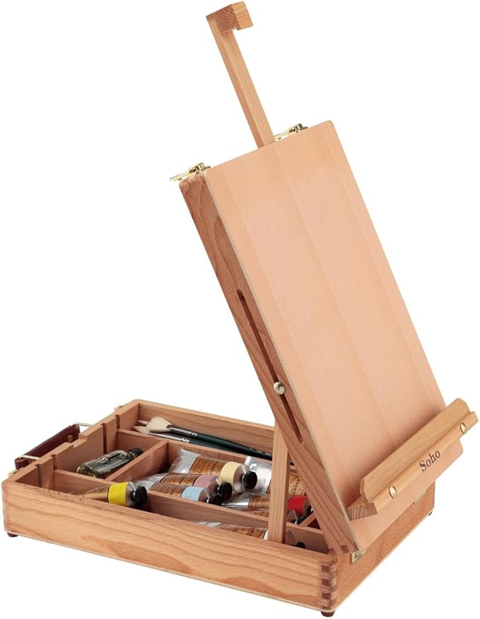 Master Artist Oil Paint Set Includes Wood Art Supply Carrying Case Sketchbox w/Easel