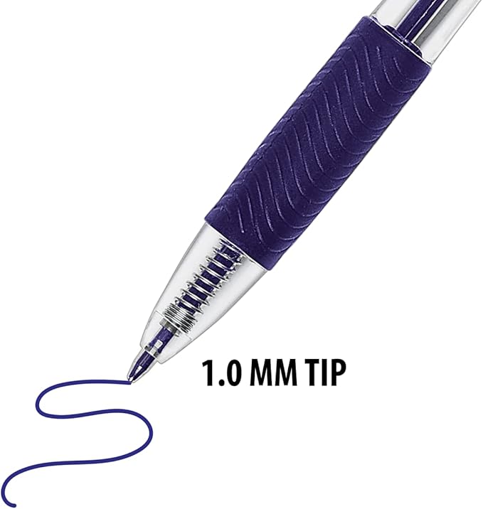 Inc. ClipClicks Retractable Ballpoint Pens - Bulk 1.0-mm Medium-Point Pen Set With Comfort Grip for School, Office, Writing, and Journaling, 50 Count, Blue