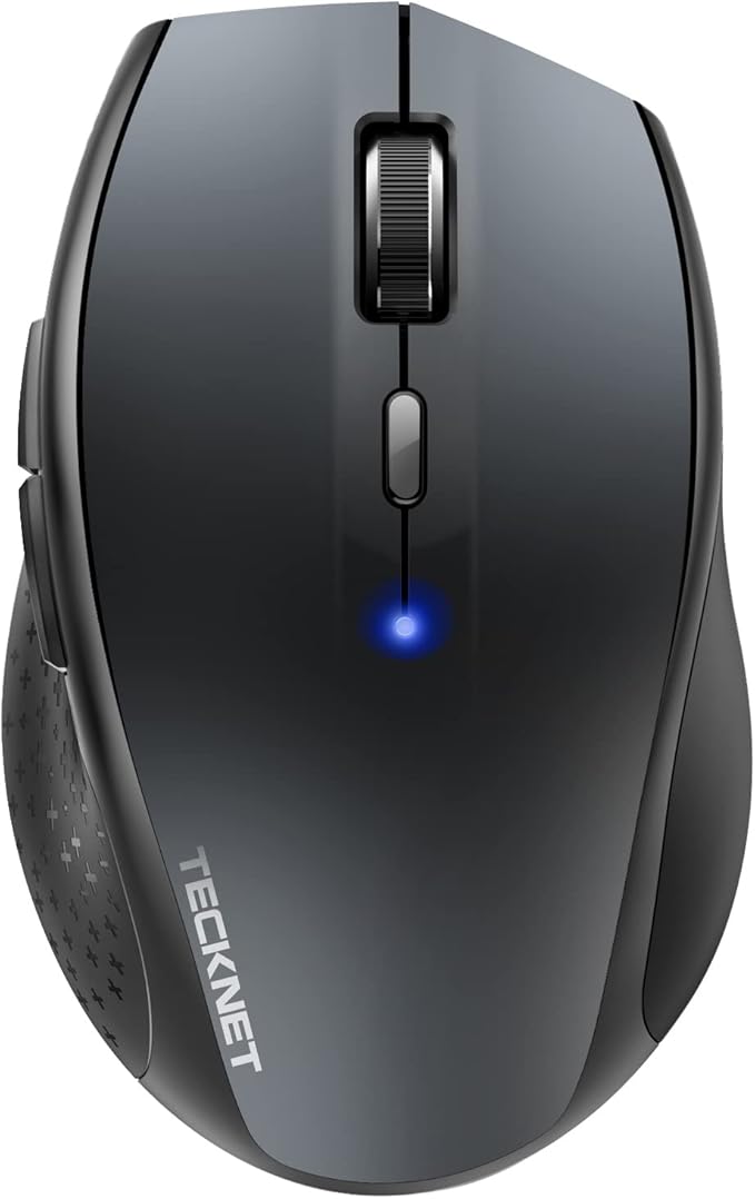 TECKNET Bluetooth Mouse, 4800 DPI Wireless Mouse, 2-Year Battery 6 Adjustable DPI, 6 Buttons Compatible with Laptop/Windows/Computer - Grey