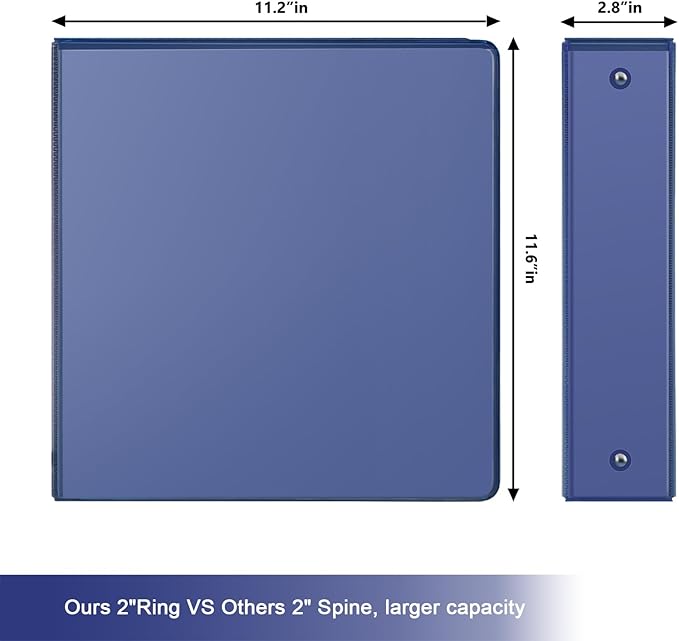 COMIX 3 Ring Binder 2 inch with Clear View Cover, 2" View Binder Holds 450 Sheets of US Letter Size Paper, 6 Pack (Dark Blue)