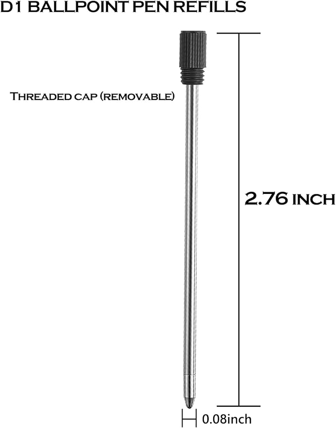 DUNBONG Ballpoint Metal D1 Refill for Multifunction Pen, Black pack of 5 pieces (Black)