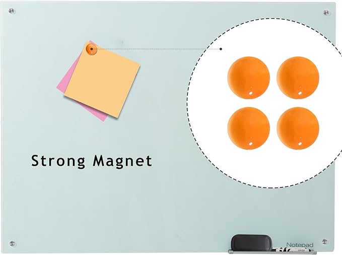 Glass Whiteboard 48 * 72Inches Magnetic Wall Mounted Glass Whiteboard, Large Frameless Glass White Board for Wall Office, Home & School