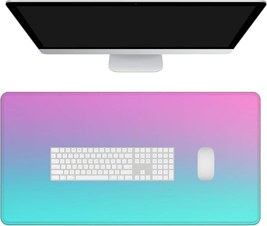 Mrcrypos Turquoise Large Mouse Pad Blue Purple Desk Mat for Desktop, Waterproof Desk Pad with Stitched Edges, Computer Keyboard Gaming Mouse Pads for Women Office Home 31.5" x 15.7"