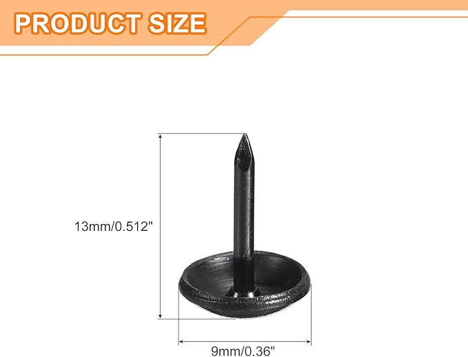 uxcell Upholstery Tacks Nail Pins Furniture, 150Pcs 9x13mm Thumb Tack Pins Assortment Kit Carbon Steel for Home Sofa DIY Decorative Nail Heads Nails, Black