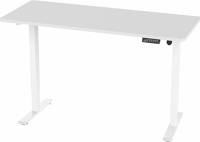 VIVO Electric 60 x 24 in Standing Desk, Memory Height Adjustment, 1B Series, One-Piece White Top, White Frame, DESK-KIT-1W6W