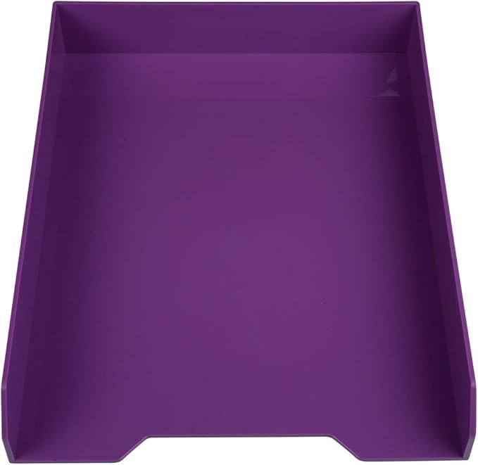 JAM PAPER Stackable Paper Trays - Purple - Desktop Document, Letter, & File Organizer Tray - 2/Pack