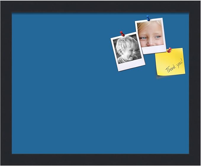 PinPix 15x12 Inch Cork Bulletin Board. This Decorative Framed Pin Board Comes with Navy Pastel Design and a Satin Black Frame. Ideal for Home Office Decor or Message Board (PinPix-1811)