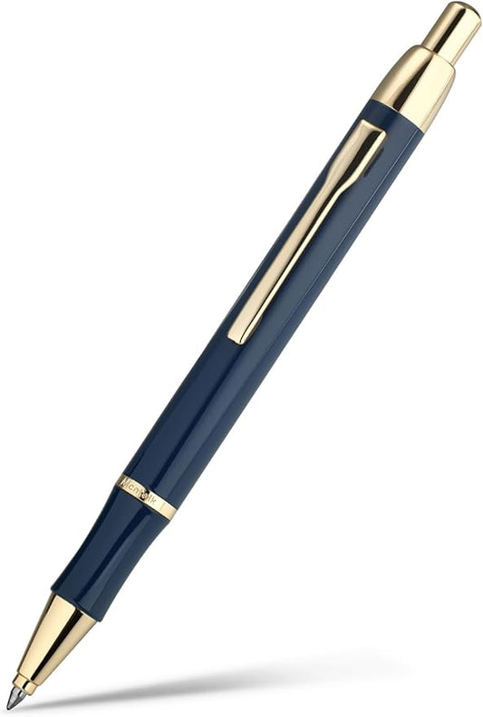 Blue Gel Pen With 24K Gold Finish, Fine lacquer work, Fancy Gift Set for Men & Women, Black Refill, Ideal Office Supplies, Professional, Writing, Executive,Office, Nice Retractable Pens