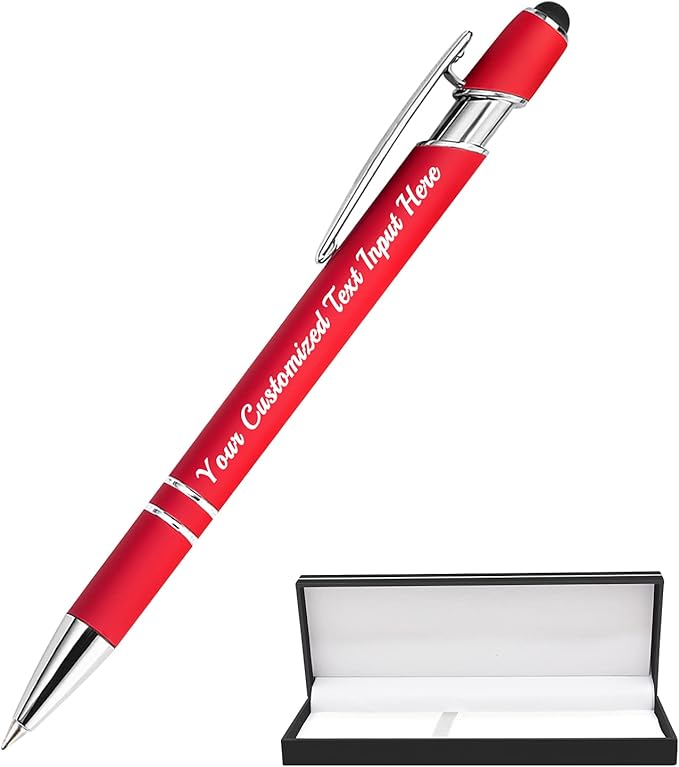 Personalized Ballpoint Pen 1pcs, Custom Pens Free Engraved Bulk with Name Logo, Soft Black Ink Stylus with Touch Metal Office, Gift for Anniversaries, Graduations, Birthdays