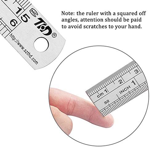 ZZTX Metal Straight Edge Ruler Set - Stainless Steel, 6 Inch Rulers - Bulk 1 Pack