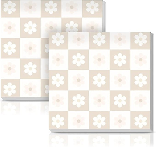Sticky Notes 3x3 Inches, 2 Pads Cute Colorful Self-Stick Note Pads, Easy to Post for Home, Office and Daily Life Organization Cute Chedkerboard Flowers