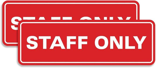 All Quality Standard Staff Only Wall or Door Sign | Easy Installation | Office Workplace Signs | Enhanced Security ‌ -Red - Large (2 Pack)