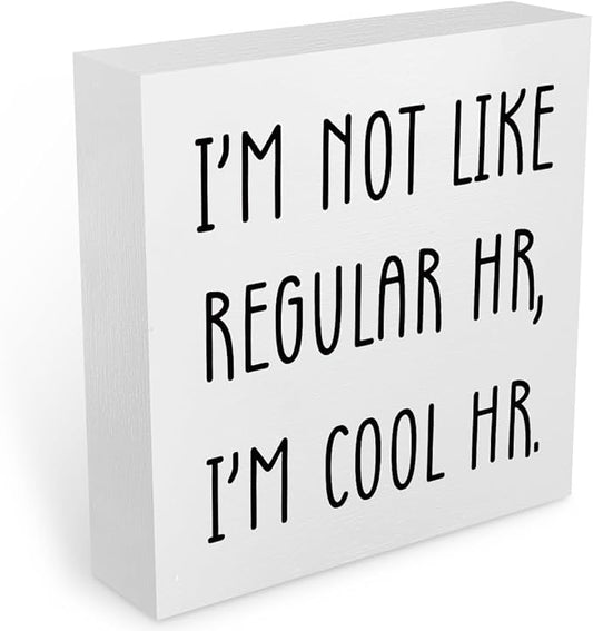 Funny Human Resources Office Supplies Rustic Desk Decor White Wooden Box Sign Office Organization Humor Manager Coworker HR Gifts Farmhouse Wood Plaque Cubicle Accessories Home Shelf Table Decorations