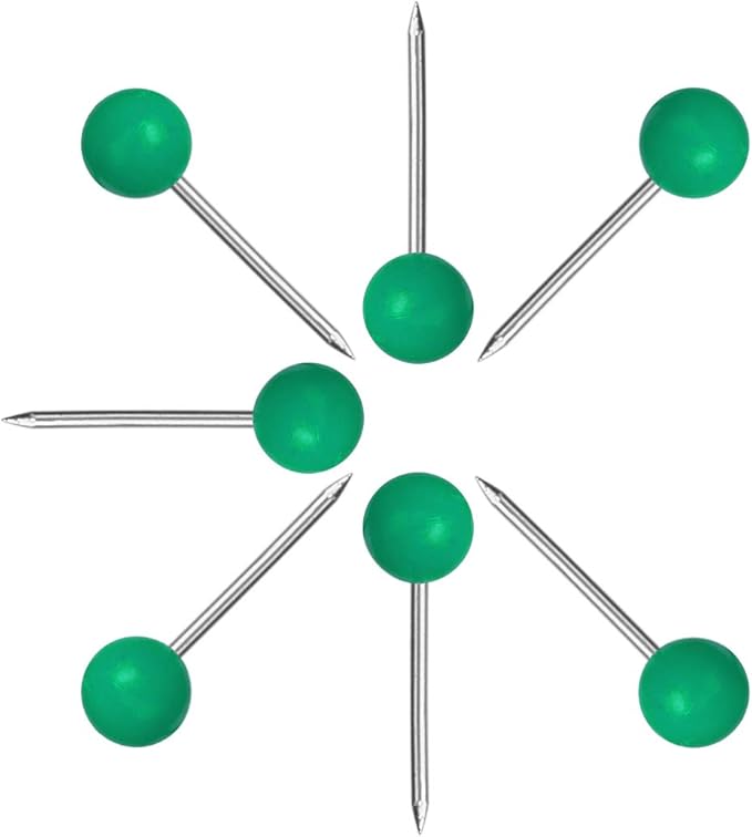 Map Tacks 1/8-Inch Assorted Color Beads Head Map Marking Push Pins,500-count (Green)