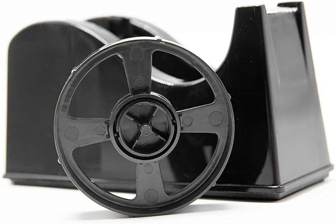 Desktop Tape Dispenser Adhesive Roll Holder (Fits 1" & 3" Core) with Weighted Nonskid Base Black