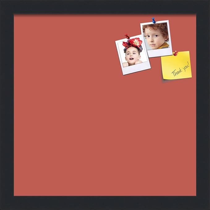 PinPix 13x13 Inch Cork Bulletin Board. This Decorative Framed Pin Board Comes with Crimson Pastel Design and a Satin Black Frame. Ideal for Home Office Decor or Message Board (PinPix-1807)