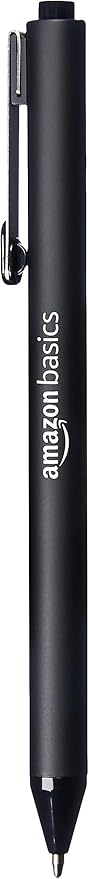 Amazon Basics Black Ballpoint Pens for Smooth Writing, Retractable, 12-Pack